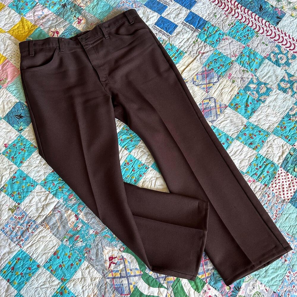Vintage 70s Levi's Sta-Prest Brown Bootcut Western Wear Pants USA 37 x 28